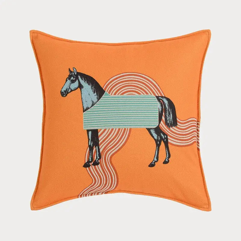 Orange horse 45x45 square throw pillowcase living room decor