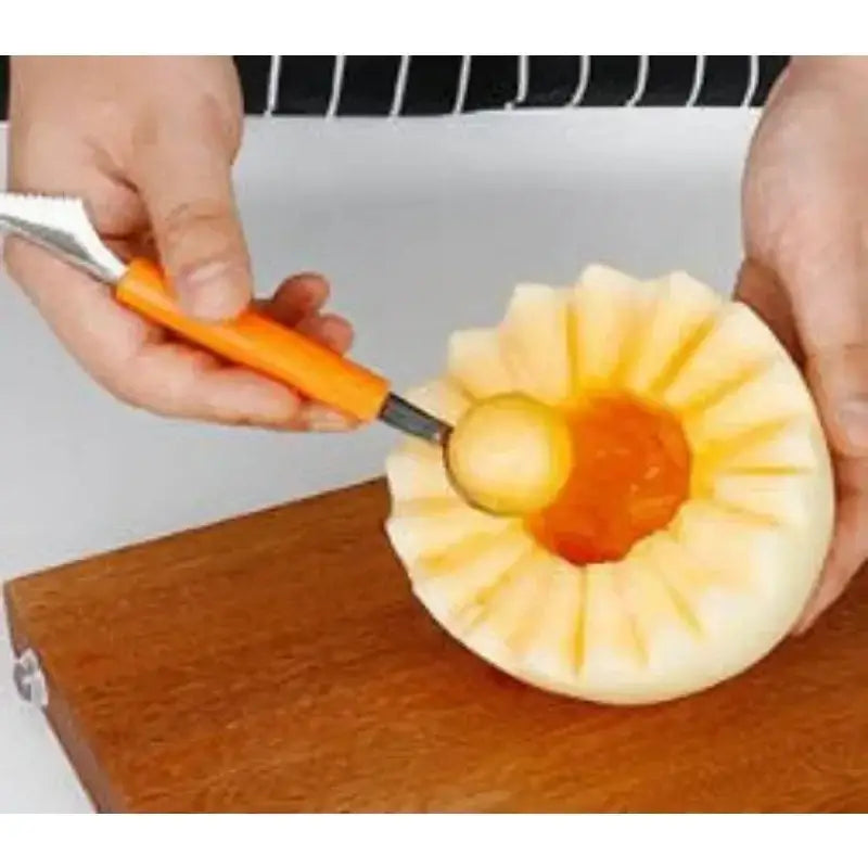 Orange stainless steel mini ball digger kitchen tool