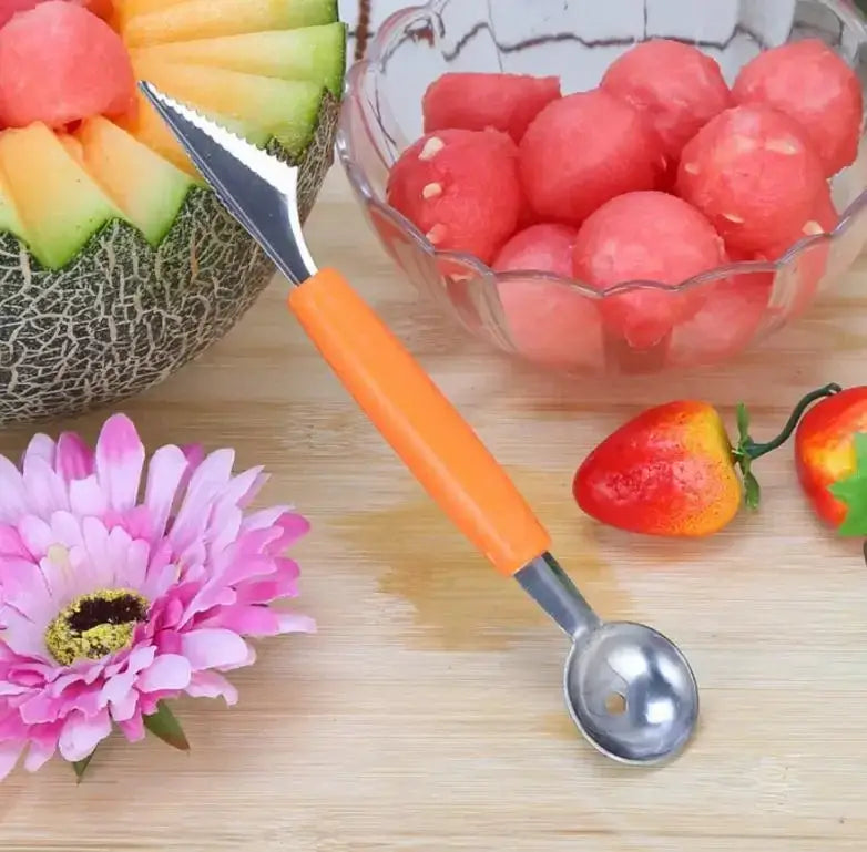 Orange stainless steel mini ball digger kitchen tool
