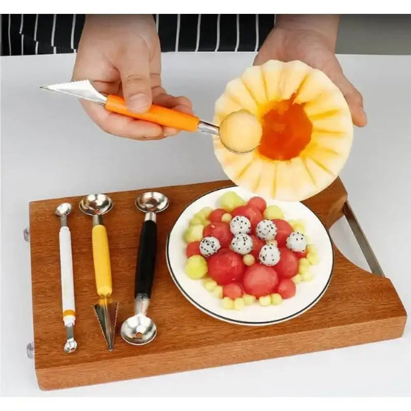 Orange stainless steel mini ball digger kitchen tool
