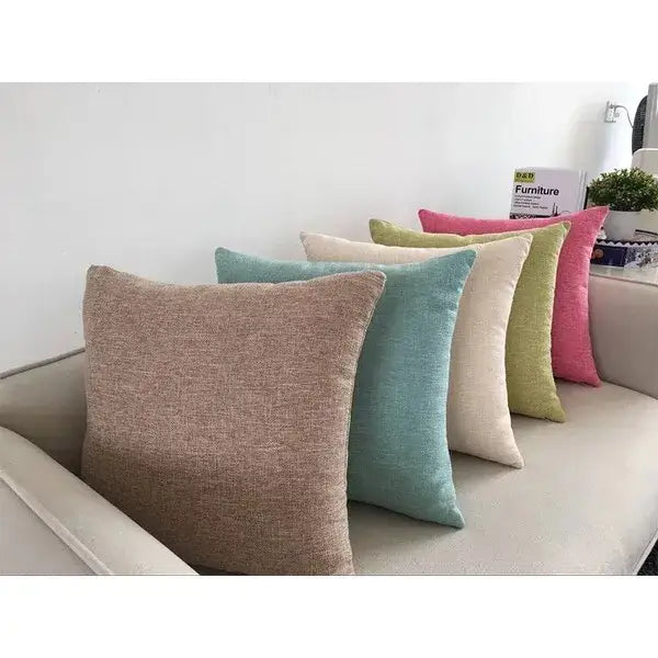 Orange textured linen cushion cover set living room ivory sofa cushion