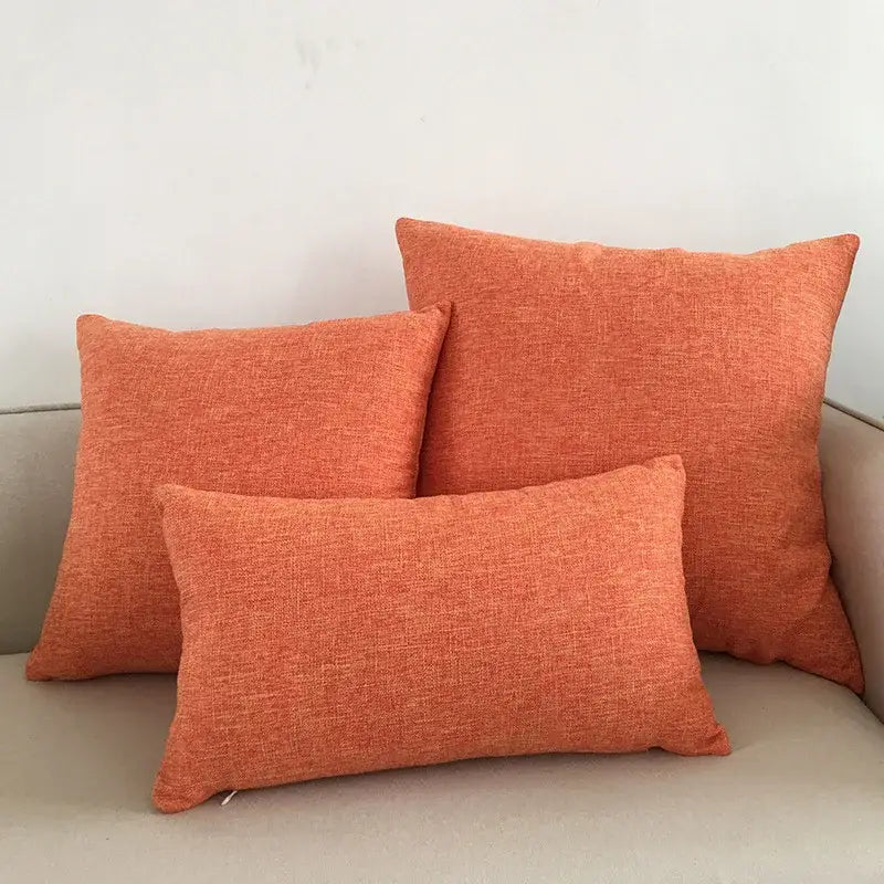 Orange textured linen cushion cover set living room ivory sofa cushion