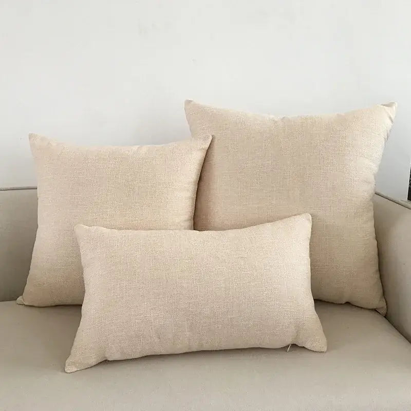 Orange textured linen cushion cover set living room ivory sofa cushion