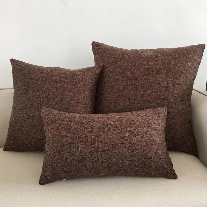 Orange textured linen cushion cover set living room ivory sofa cushion