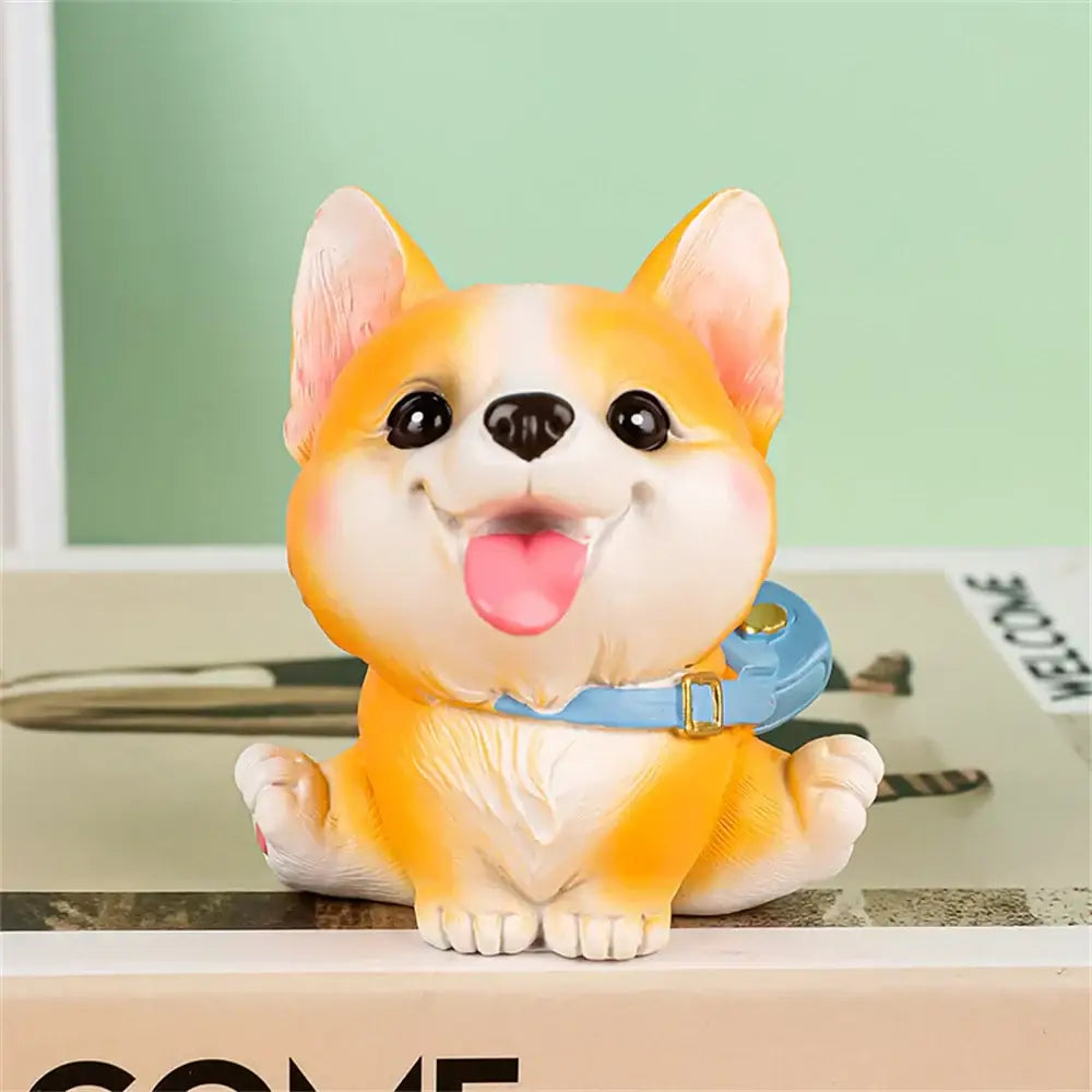 Orange & white corgi dog figurine miniatures – bedroom decor