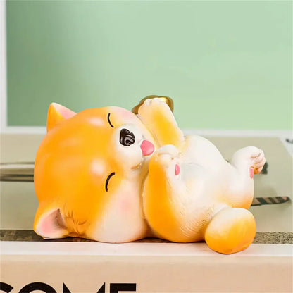 Orange & white corgi dog figurine miniatures – bedroom decor
