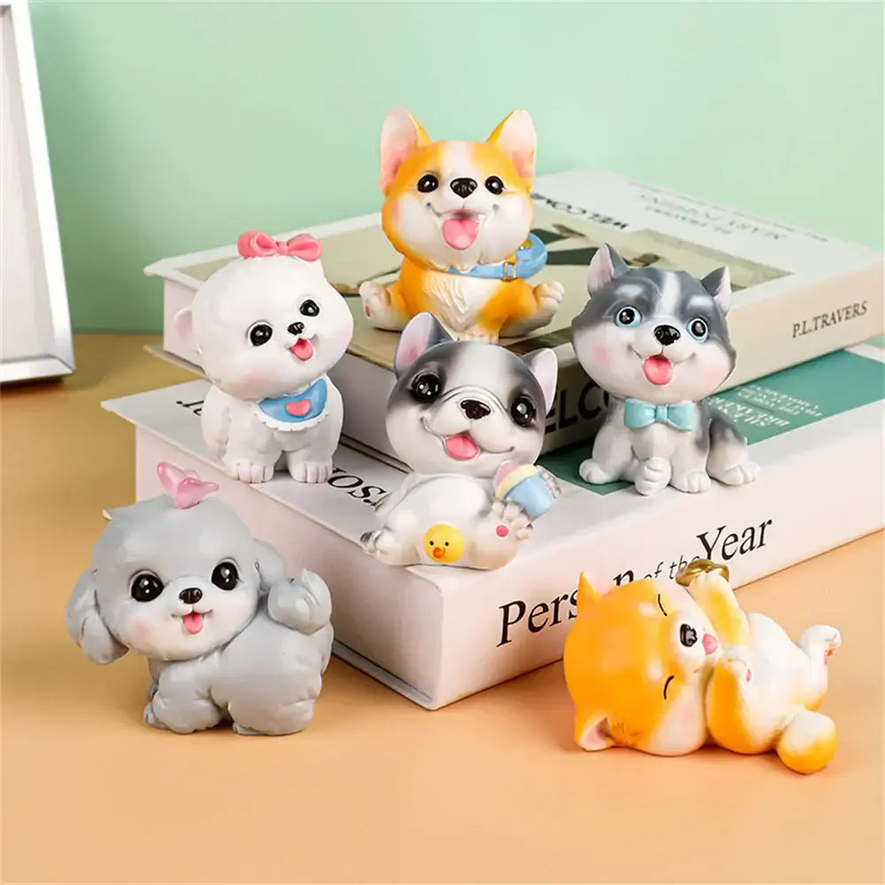 Orange & white corgi dog figurine miniatures – bedroom decor