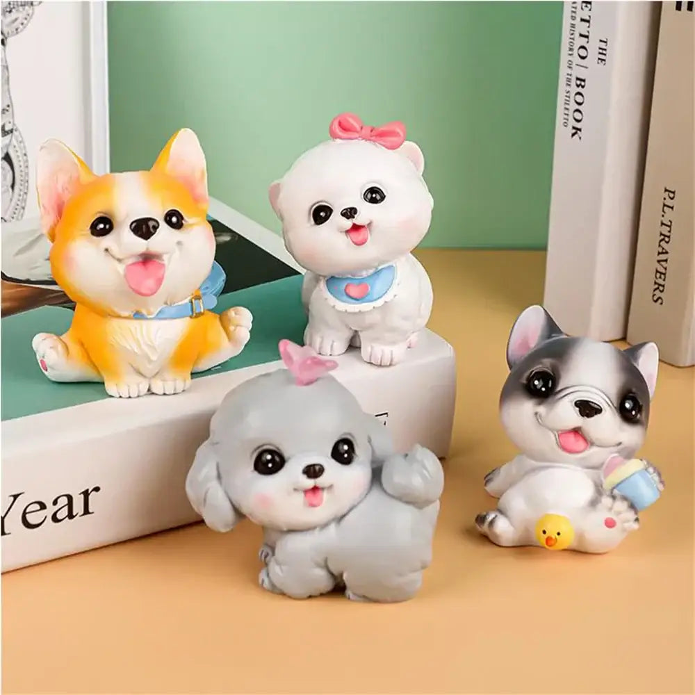 Orange & white corgi dog figurine miniatures – bedroom decor
