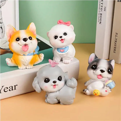 Orange & white corgi dog figurine miniatures – bedroom decor