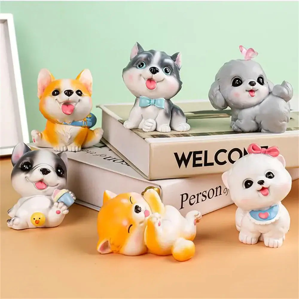 Orange & white corgi dog figurine miniatures – bedroom decor