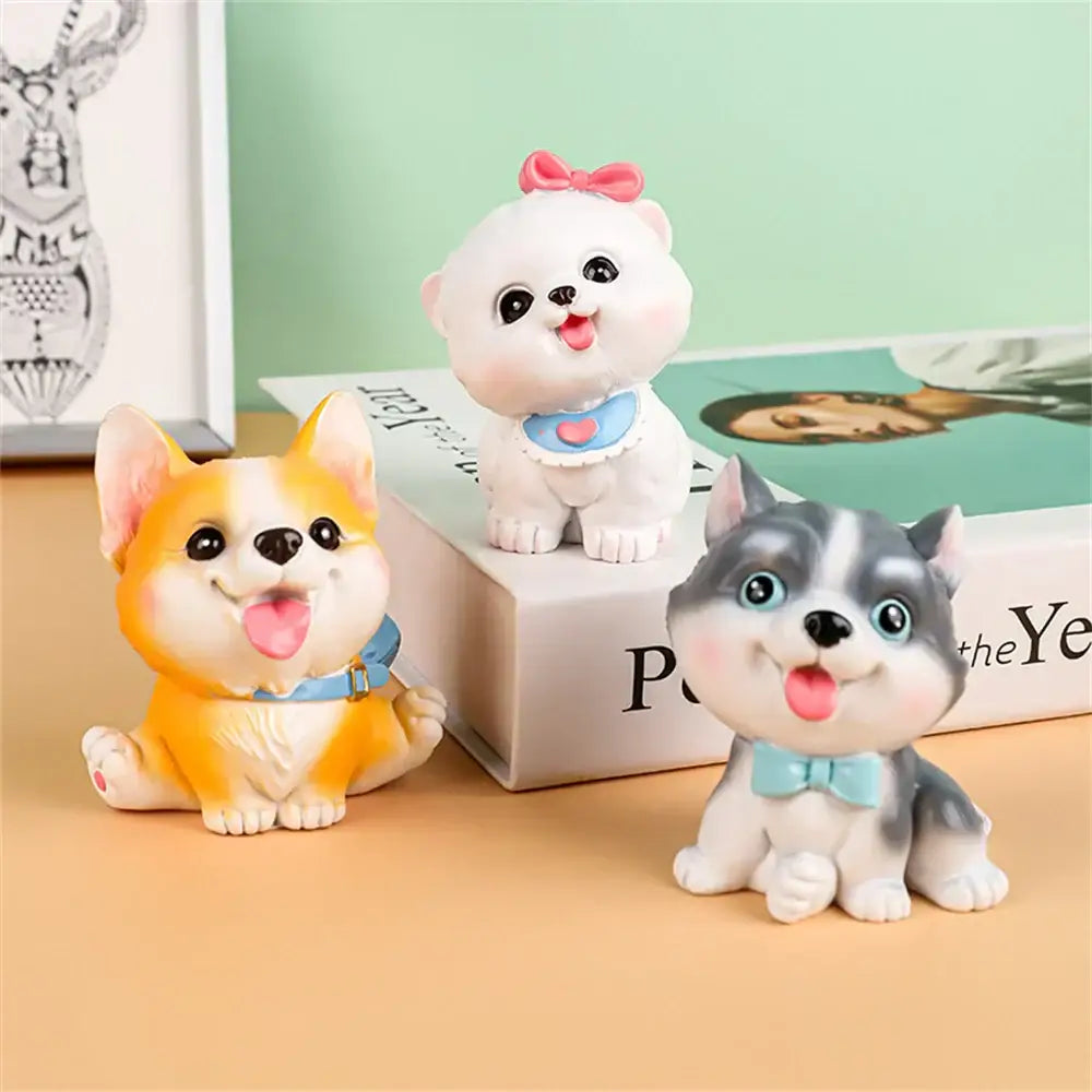 Orange & white corgi dog figurine miniatures – bedroom decor