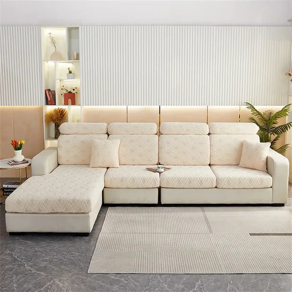 Orange & white jacquard velvet sofa seat covers living room protector
