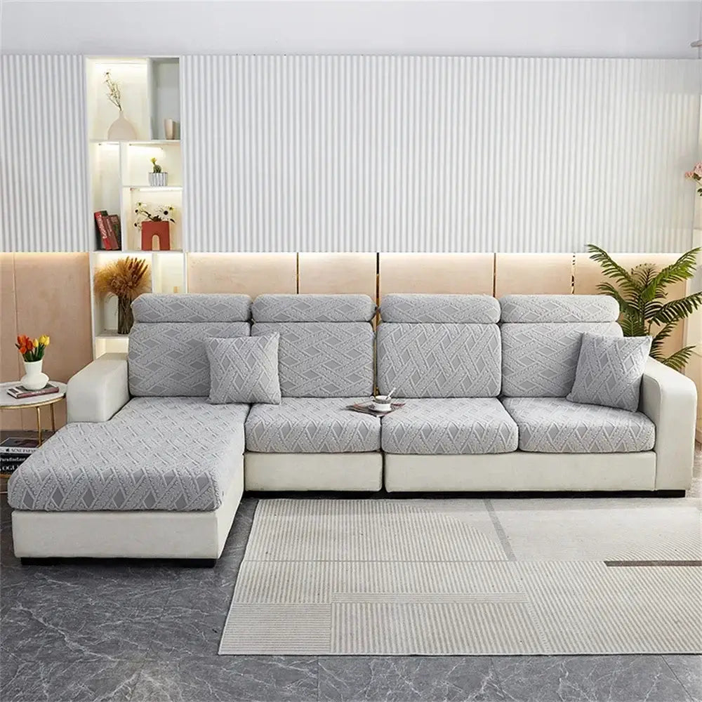 Orange & white jacquard velvet sofa seat covers living room protector
