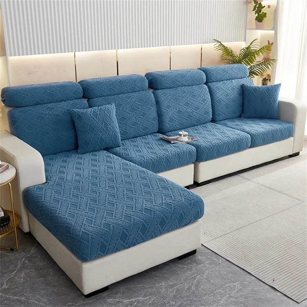 Orange & white jacquard velvet sofa seat covers living room protector
