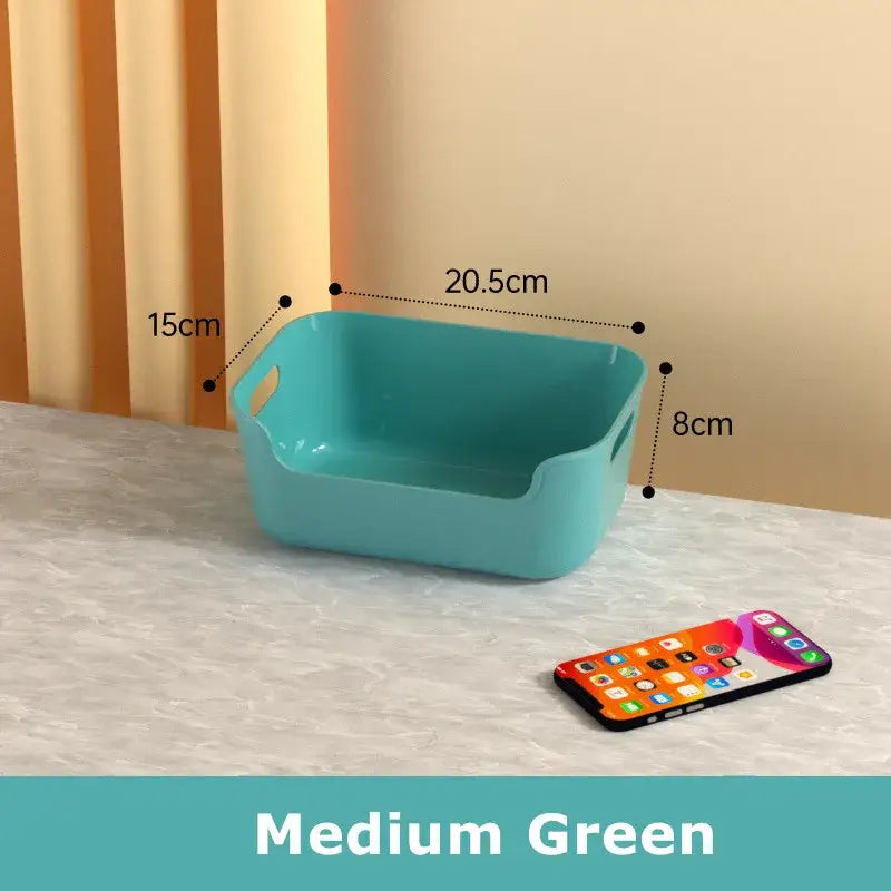 Orange yellow & teal plastic desktop storage basket office organizer