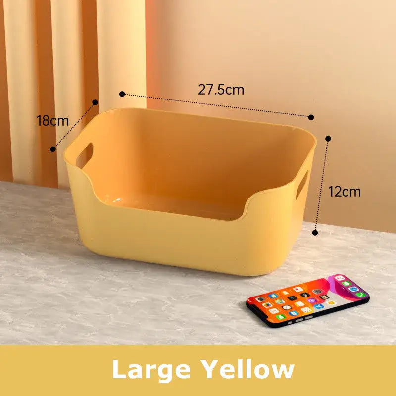 Orange yellow & teal plastic desktop storage basket office organizer