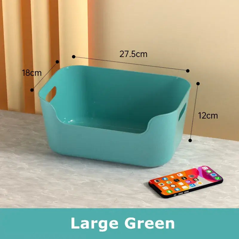 Orange yellow & teal plastic desktop storage basket office organizer
