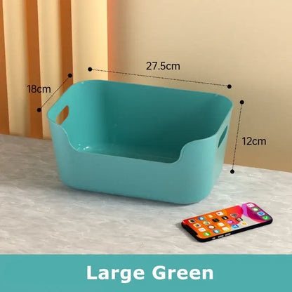 Orange yellow & teal plastic desktop storage basket office organizer