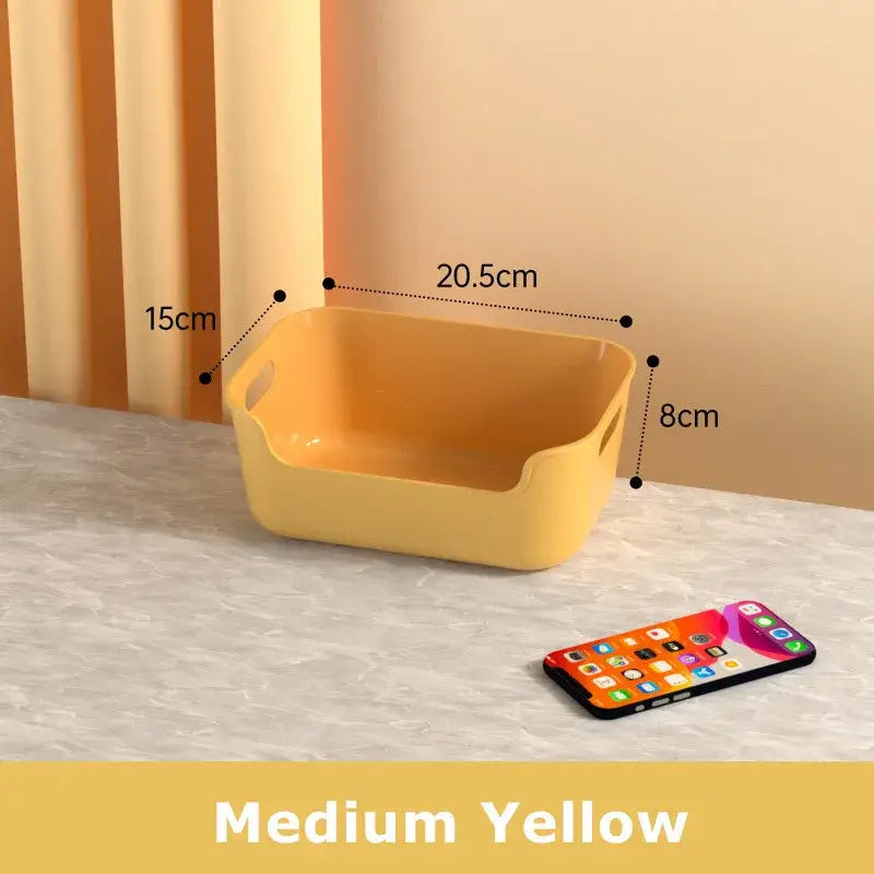 Orange yellow & teal plastic desktop storage basket office organizer