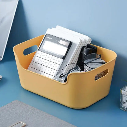 Orange yellow & teal plastic desktop storage basket office organizer