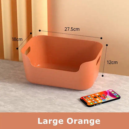 Orange yellow & teal plastic desktop storage basket office organizer