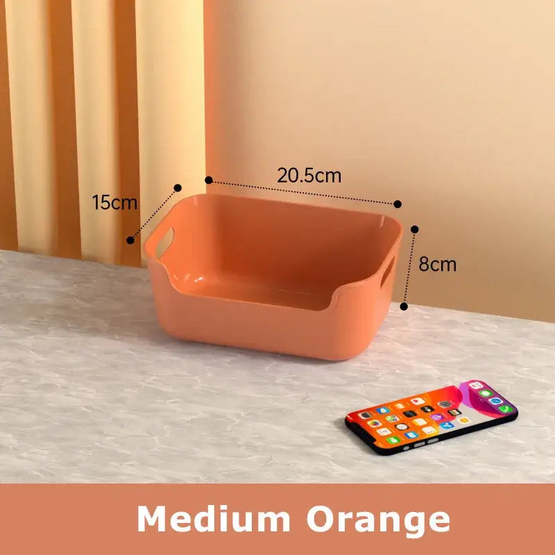 Orange yellow & teal plastic desktop storage basket office organizer