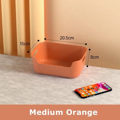 Orange yellow & teal plastic desktop storage basket office organizer