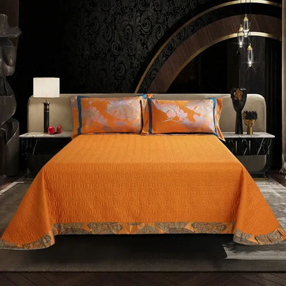 Orchid golden orange & teal egyptian cotton silk bedding set bedroom