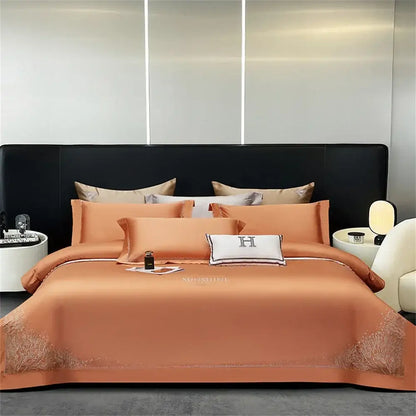 Orchid jacquard embroidery egyptian cotton bedding set bedroom