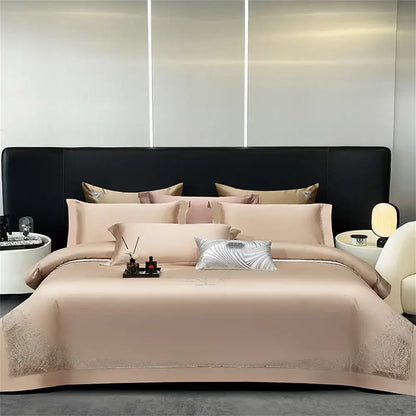 Orchid jacquard embroidery egyptian cotton bedding set bedroom
