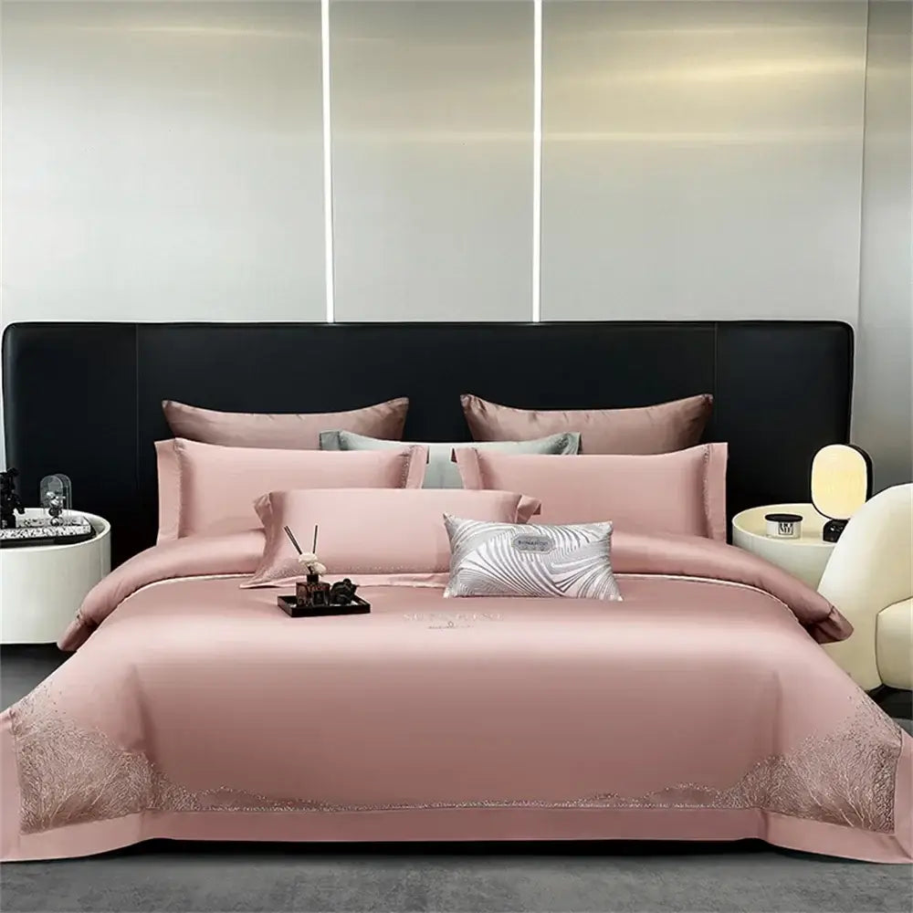 Orchid jacquard embroidery egyptian cotton bedding set bedroom