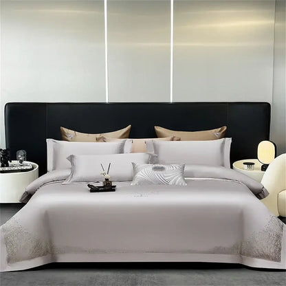 Orchid jacquard embroidery egyptian cotton bedding set bedroom