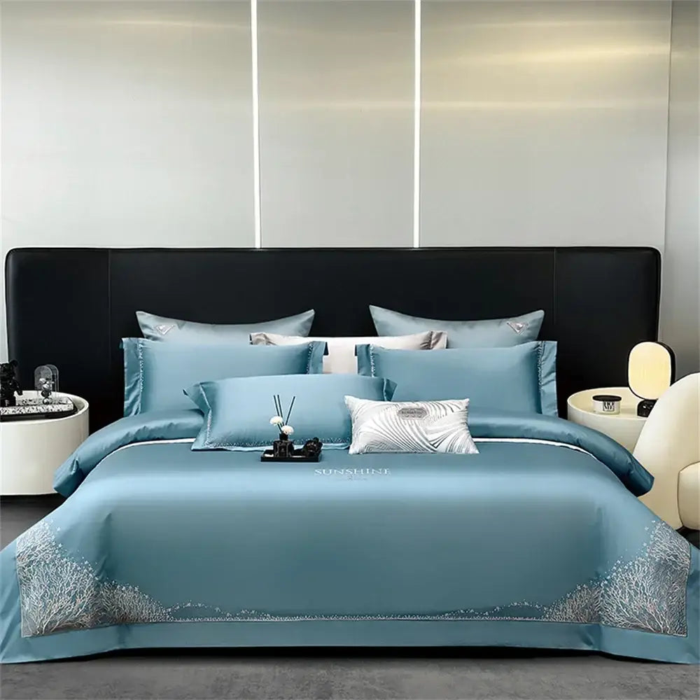 Orchid jacquard embroidery egyptian cotton bedding set bedroom