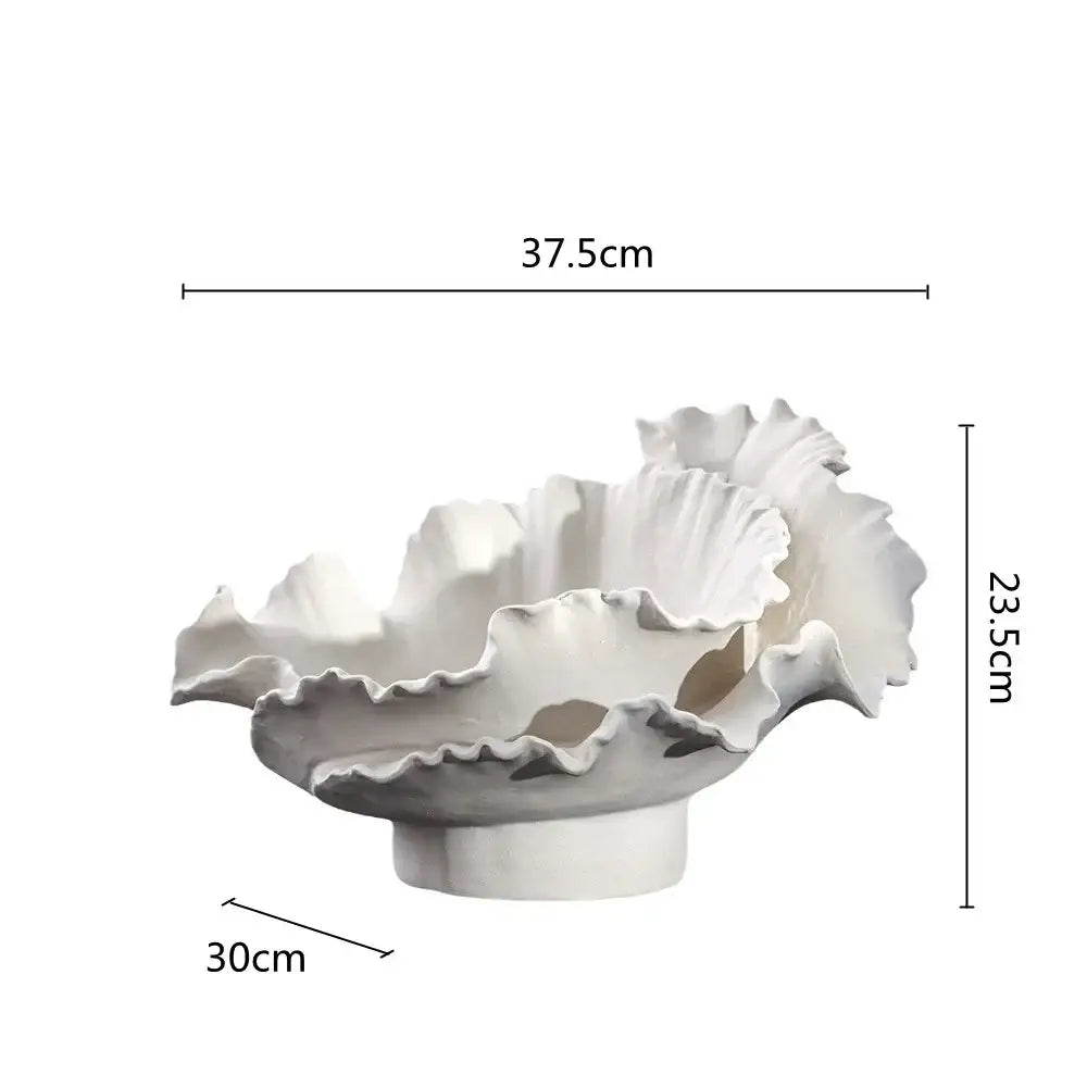 Organic black ceramic wavy flower vase living room decor storage