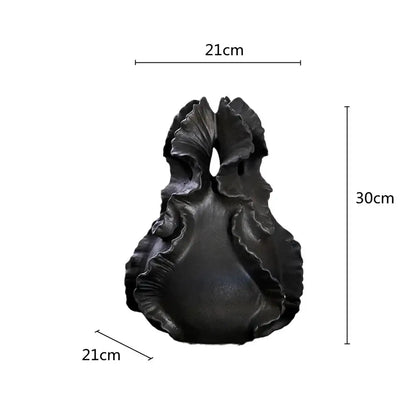 Organic black ceramic wavy flower vase living room decor storage