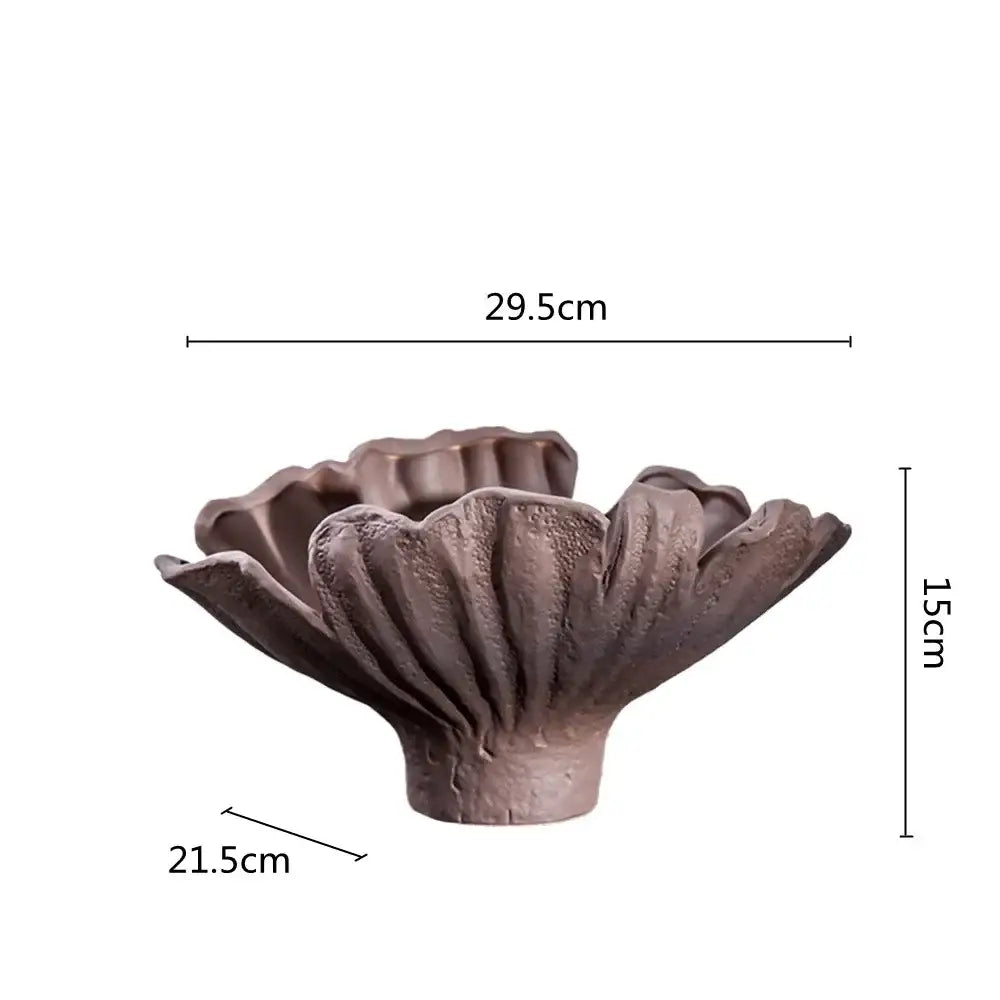 Organic black ceramic wavy flower vase living room decor storage