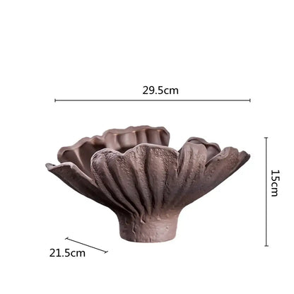 Organic black ceramic wavy flower vase living room decor storage