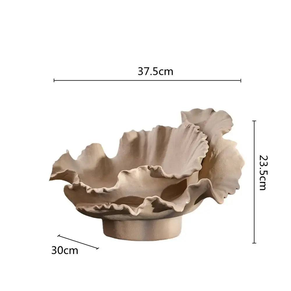 Organic black ceramic wavy flower vase living room decor storage
