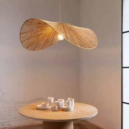 Organic golden brown handmade rattan led pendant light dining room