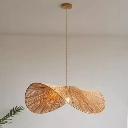 Organic golden brown handmade rattan led pendant light dining room