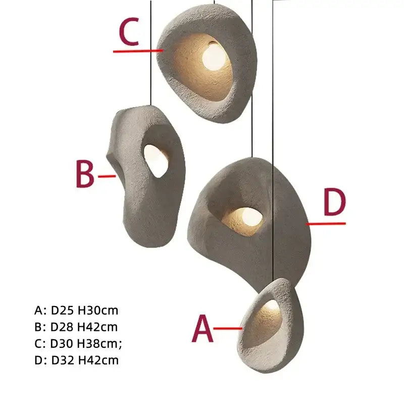 Organic gray textured stone pendant lights – dining room led