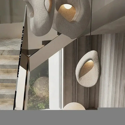 Organic gray textured stone pendant lights – dining room led