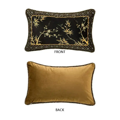 Oriental bamboo black gold pillow covers living room decor