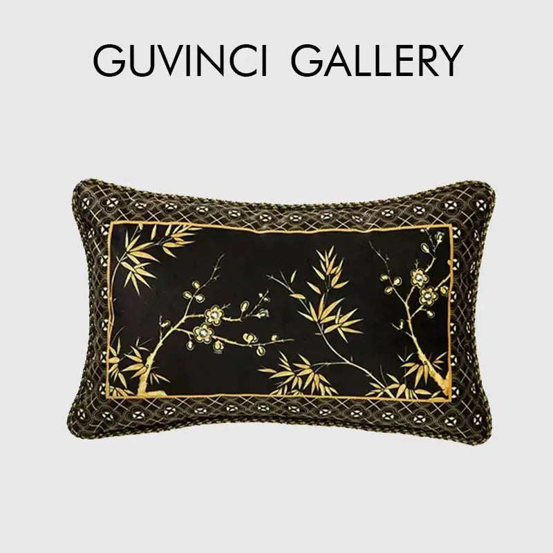 Oriental bamboo black gold pillow covers living room decor