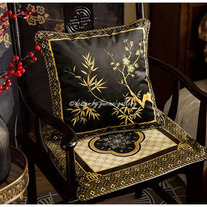 Oriental bamboo black gold pillow covers living room decor