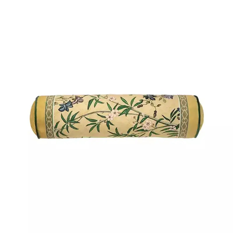 Oriental beige autum orchid velvet lumbar pillow cover bedroom decor