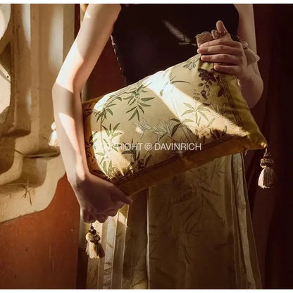 Oriental beige autum orchid velvet lumbar pillow cover bedroom decor