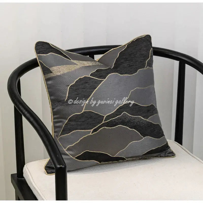 Oriental gold floral jacquard pillow cover living room art case