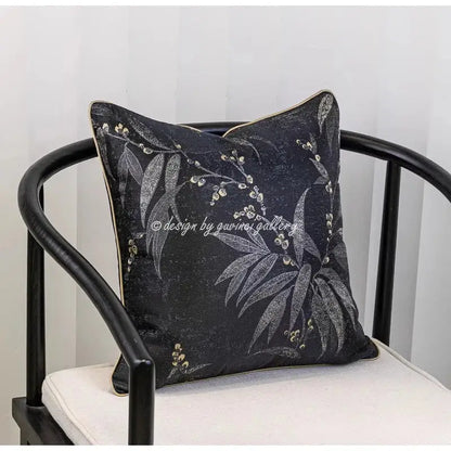 Oriental gold floral jacquard pillow cover living room art case