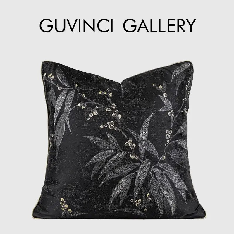 Oriental gold floral jacquard pillow cover living room art case